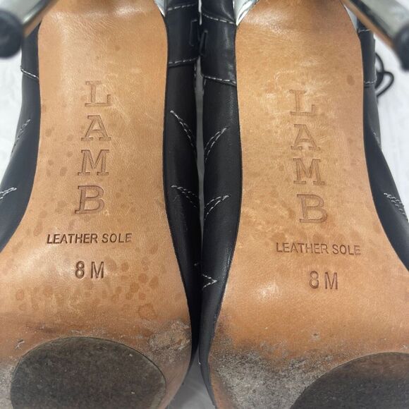 LAMB Black Cage Strappy Lace up Sandal Stiletto Heels Size 8M - Picture 4 of 6